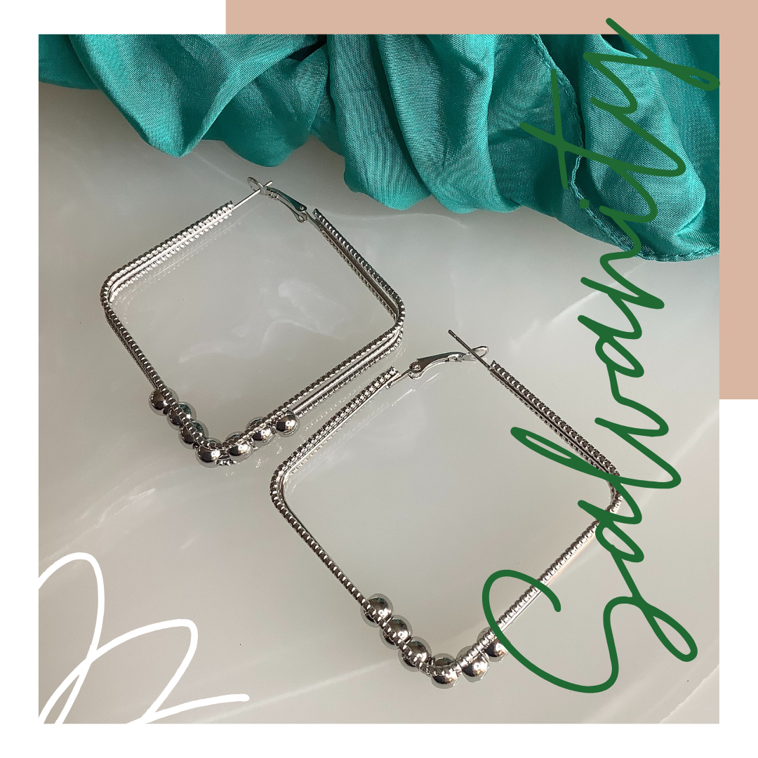 Fashion Earrings - Triple Sec (Square Hoops) Silver - Salvanity K-POP Earrings