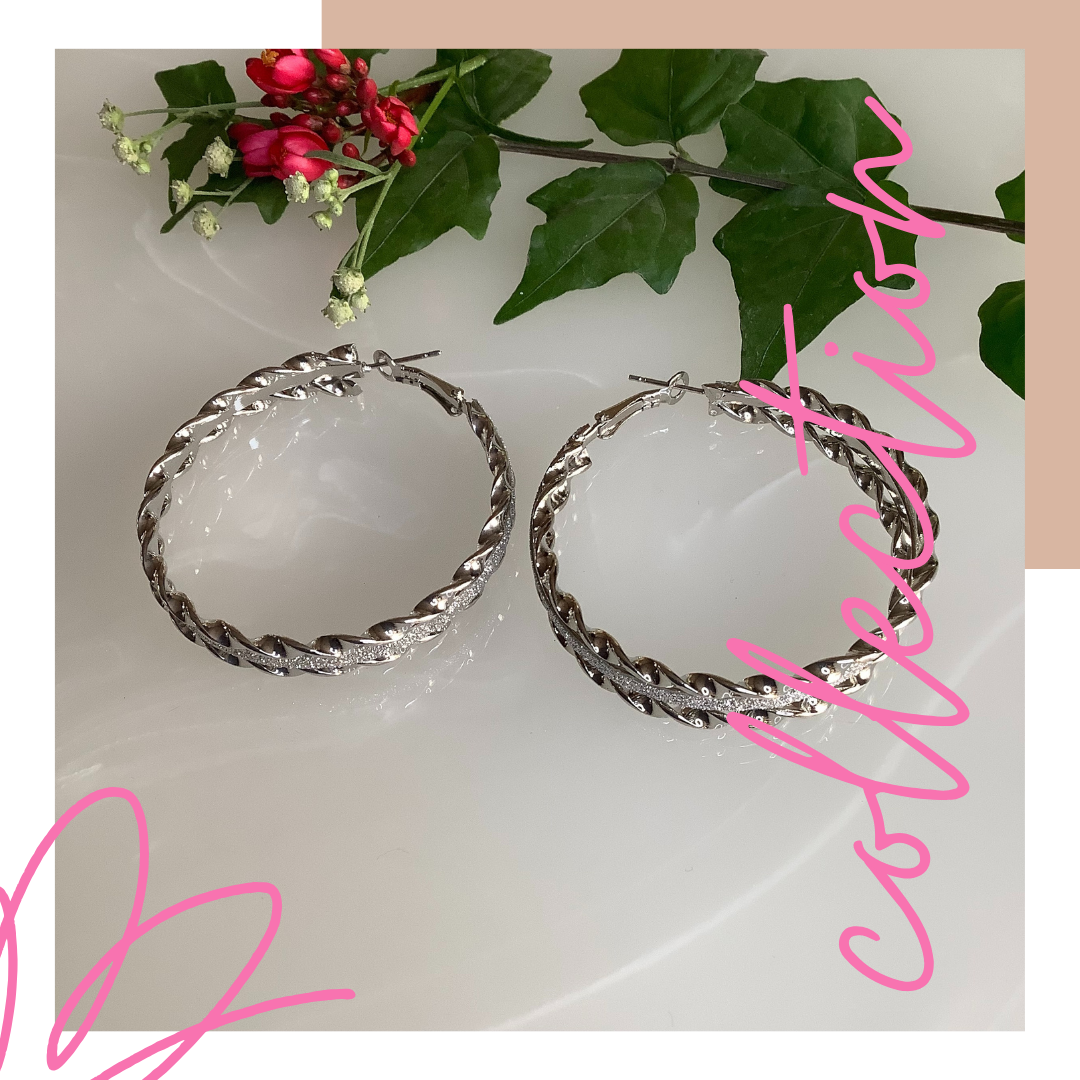 Fashion Earrings - Shimmery Silver Hoops - Salvanity K-POP Earrings