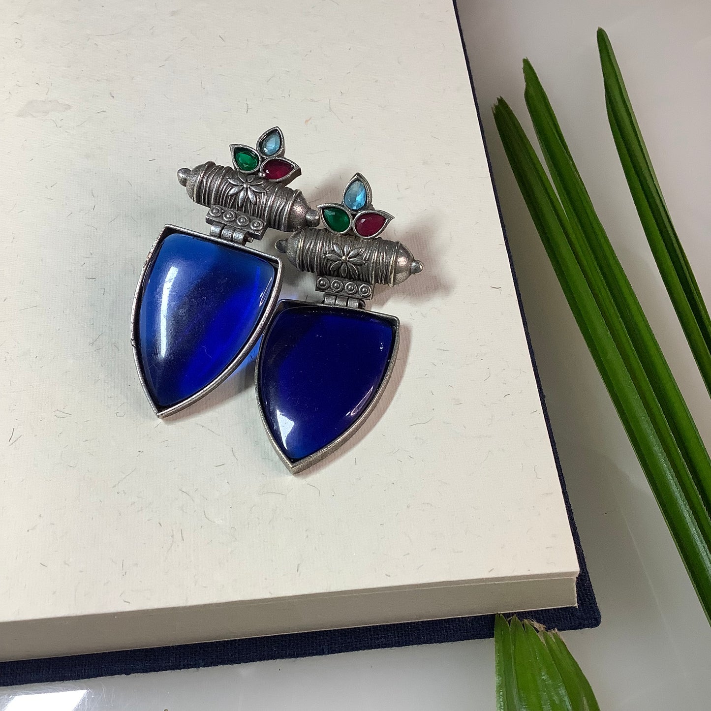 German Silver Royal Floral Petal Drops Earrings