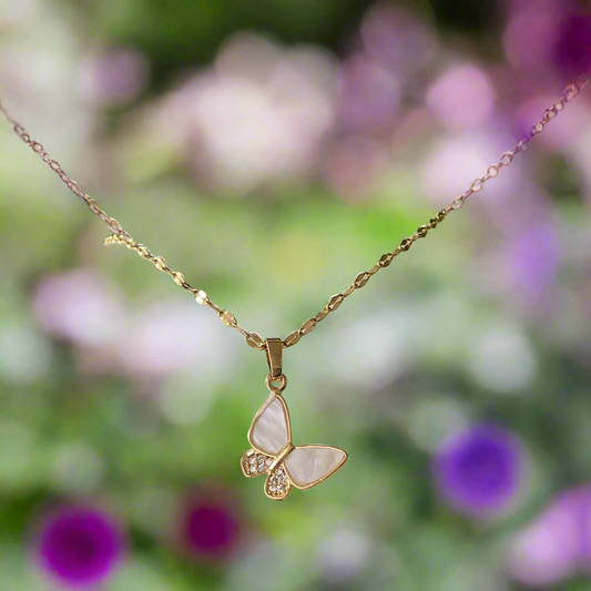 Salvanity K-POP Pearl Butterfly Anti Tarnish Necklace