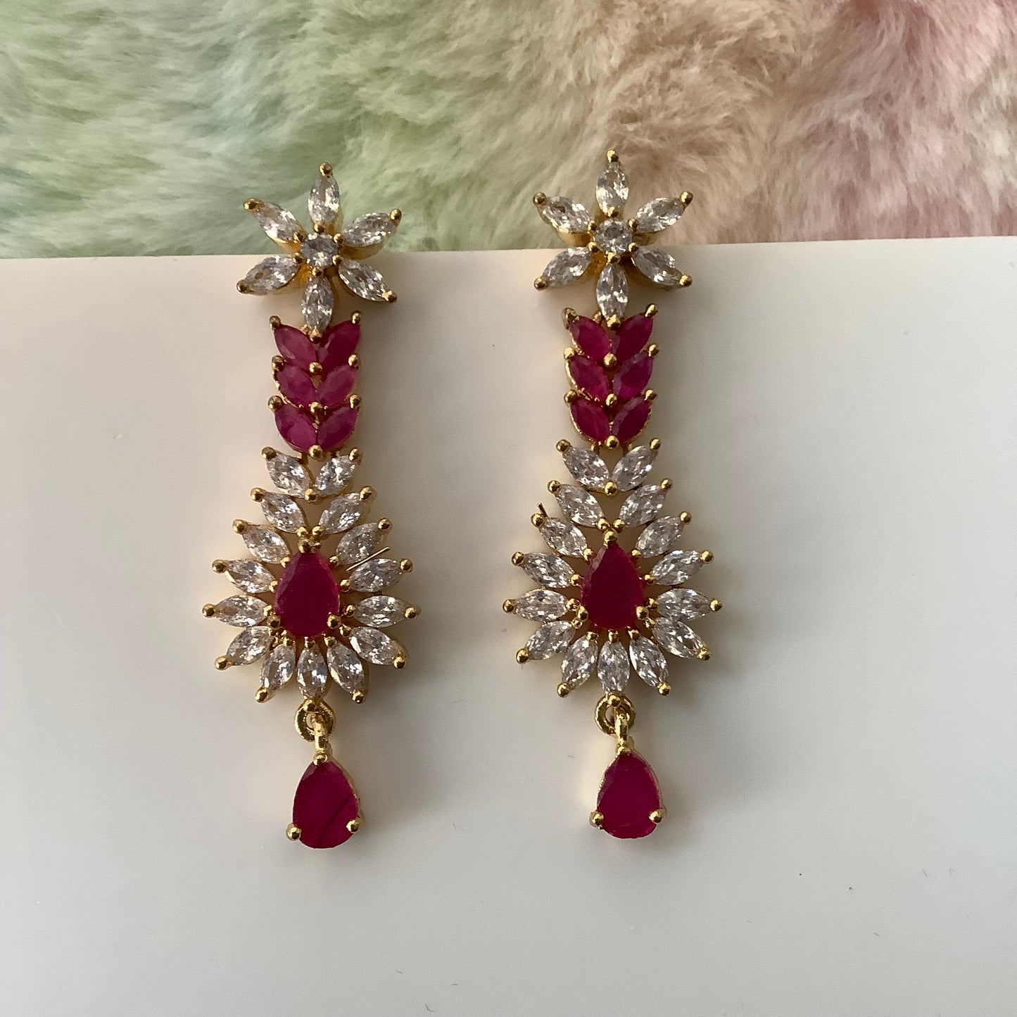 Salvanity American Diamond Golden Earrings - सुरुचि Elegance - Gold Plated Earrings