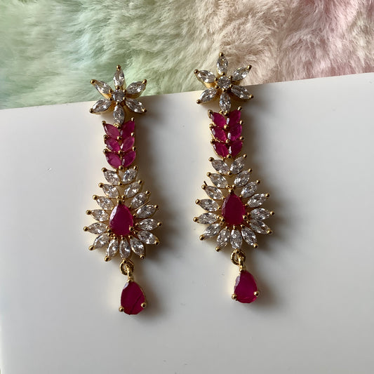 Salvanity American Diamond Golden Earrings - सुरुचि Elegance - Gold Plated Earrings