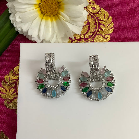 Salvanity American Diamond Earrings - SuryaMukham (Sun Face) Earrings