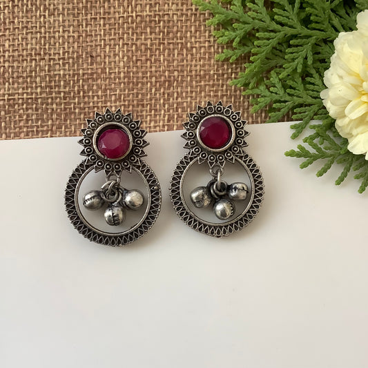 Salvanity German Silver Sun Ring Earrings