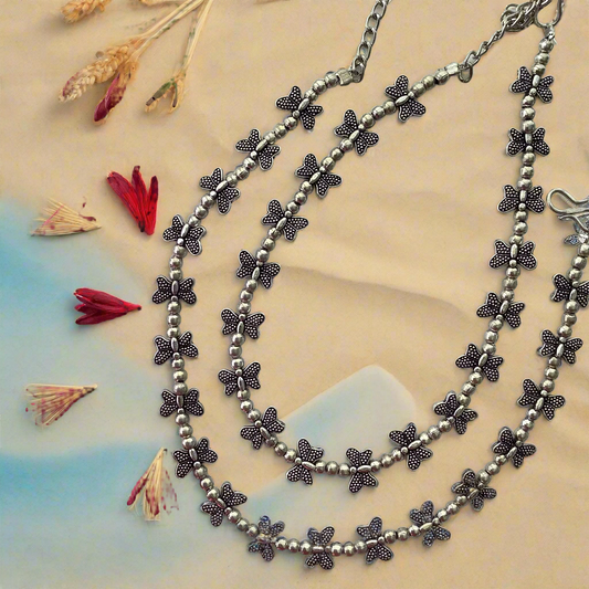 Salvanity German Silver Butterfly Anklets