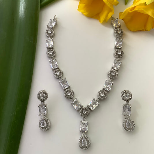 Salvanity American Diamond Nizam's collection White Diamond Necklace