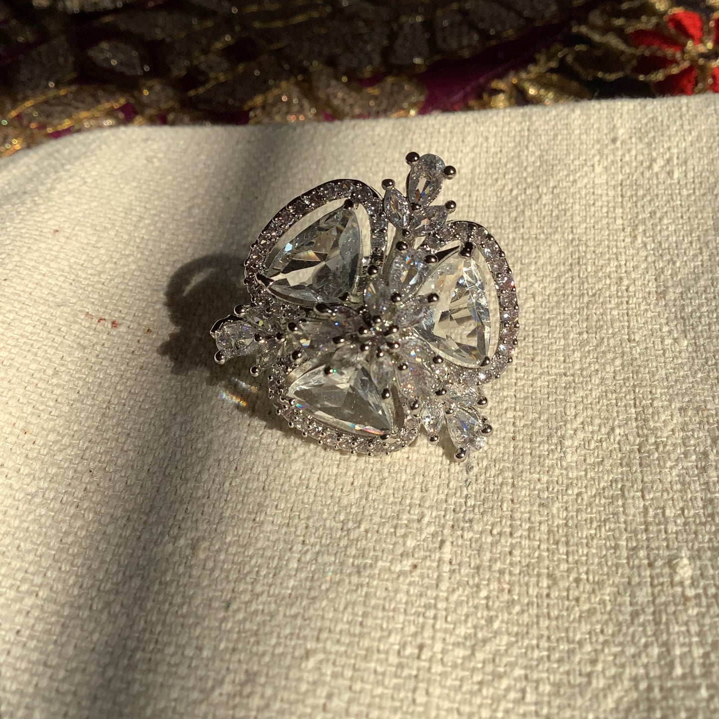 Salvanity American Diamond White Diamond Trillia Finger Ring