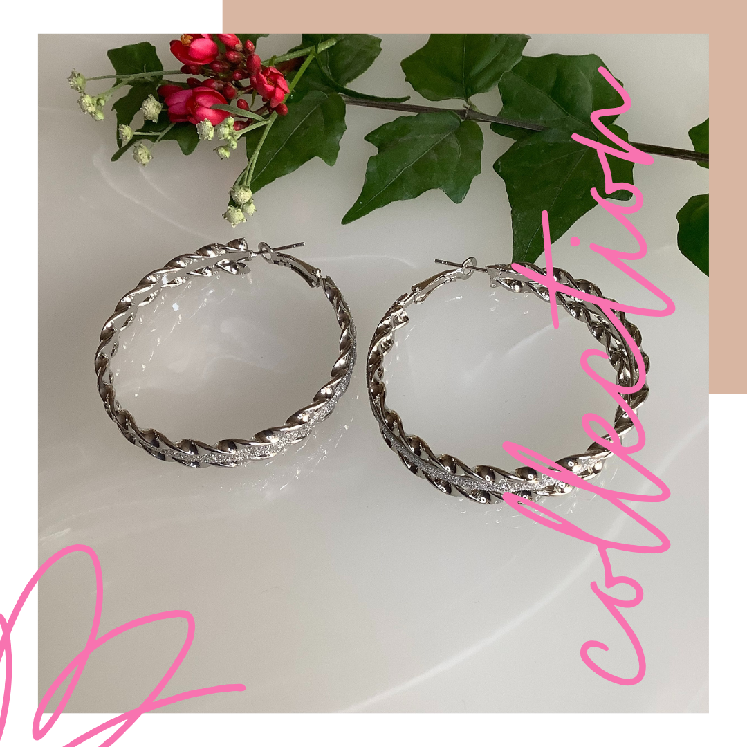 Fashion Earrings - Shimmery Silver Hoops - Salvanity K-POP