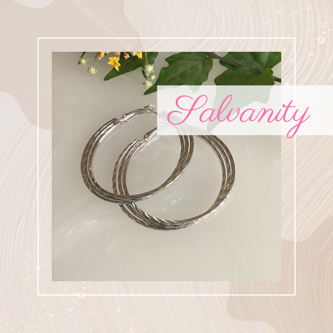 Fashion Earrings - Silver Triple Round Rope Hoops - Salvanity K-POP