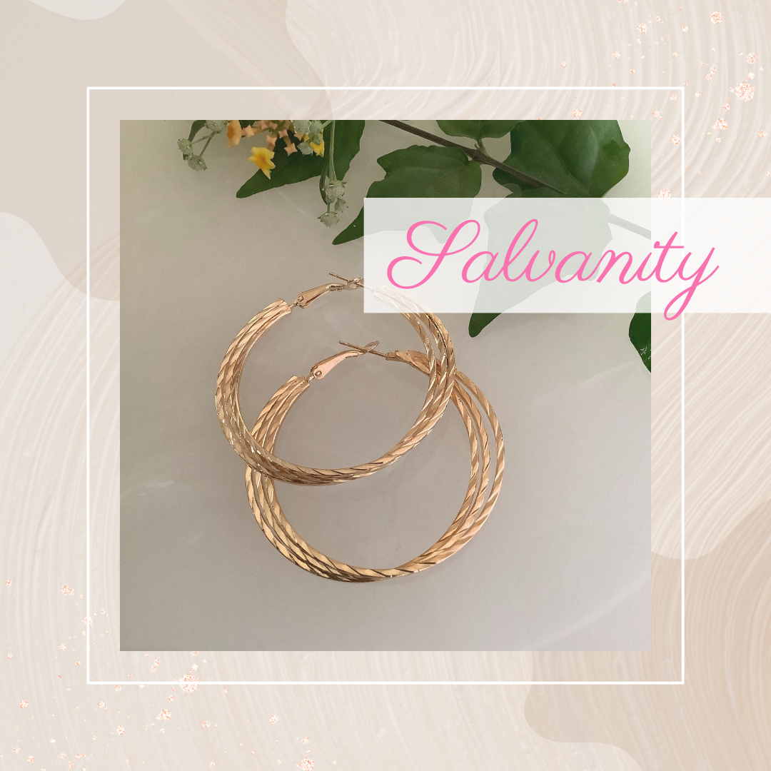 Fashion Earrings - Golden Triple Round Rope Hoops - Salvanity K-POP