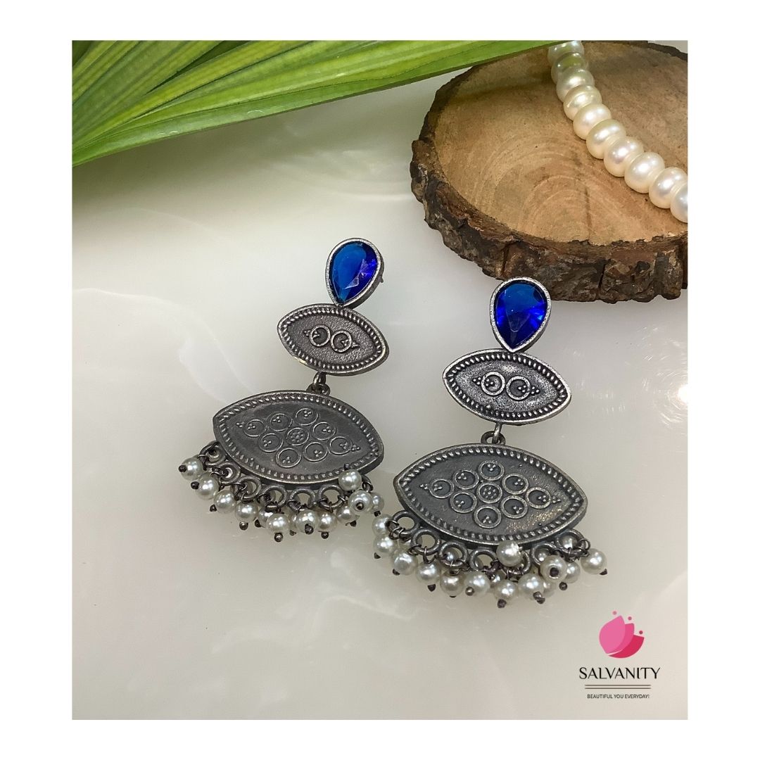 #Artificial_Jewellery# - #Salvanity_Salvan Overseas# - Danglers - German Silver Royal Eyes Earrings