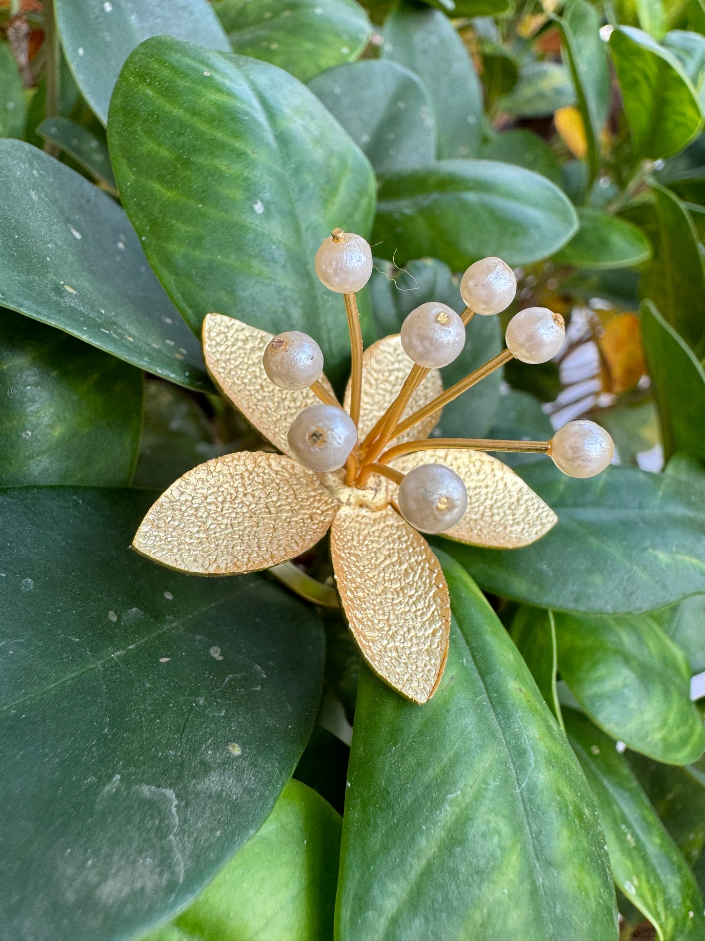 Salvanity Brass Gold Adjustable Lily Ring