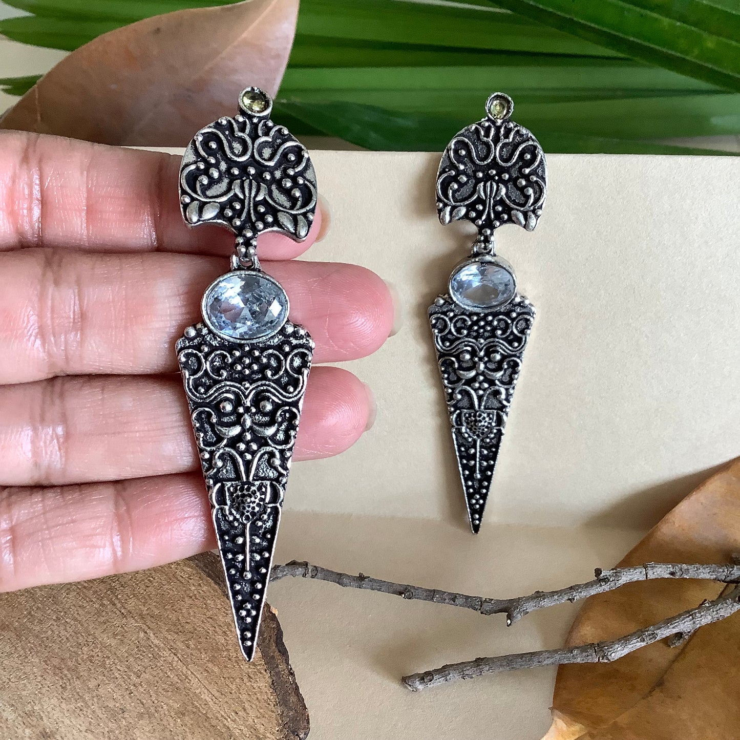 Salvanity German Silver Egyptian Earrings