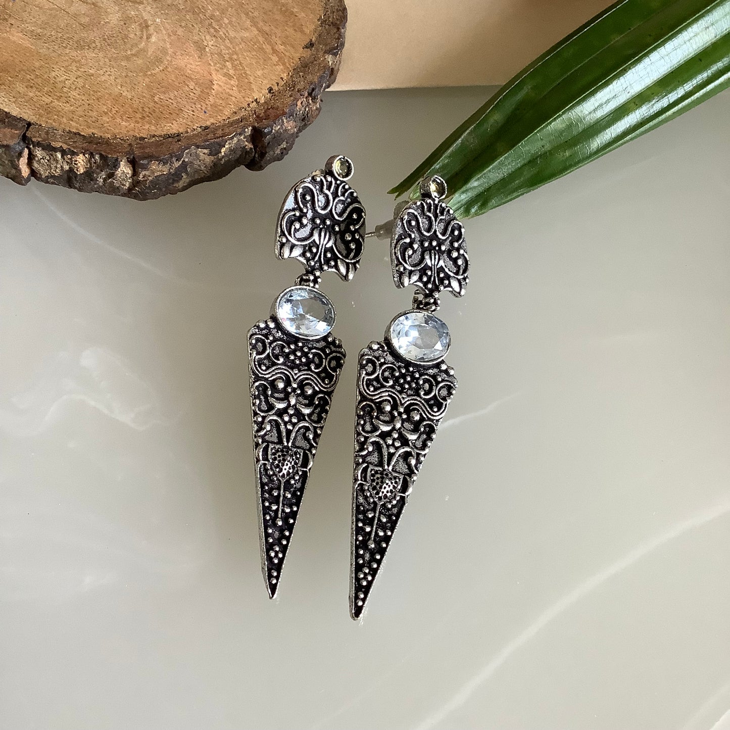 Salvanity German Silver Egyptian Earrings