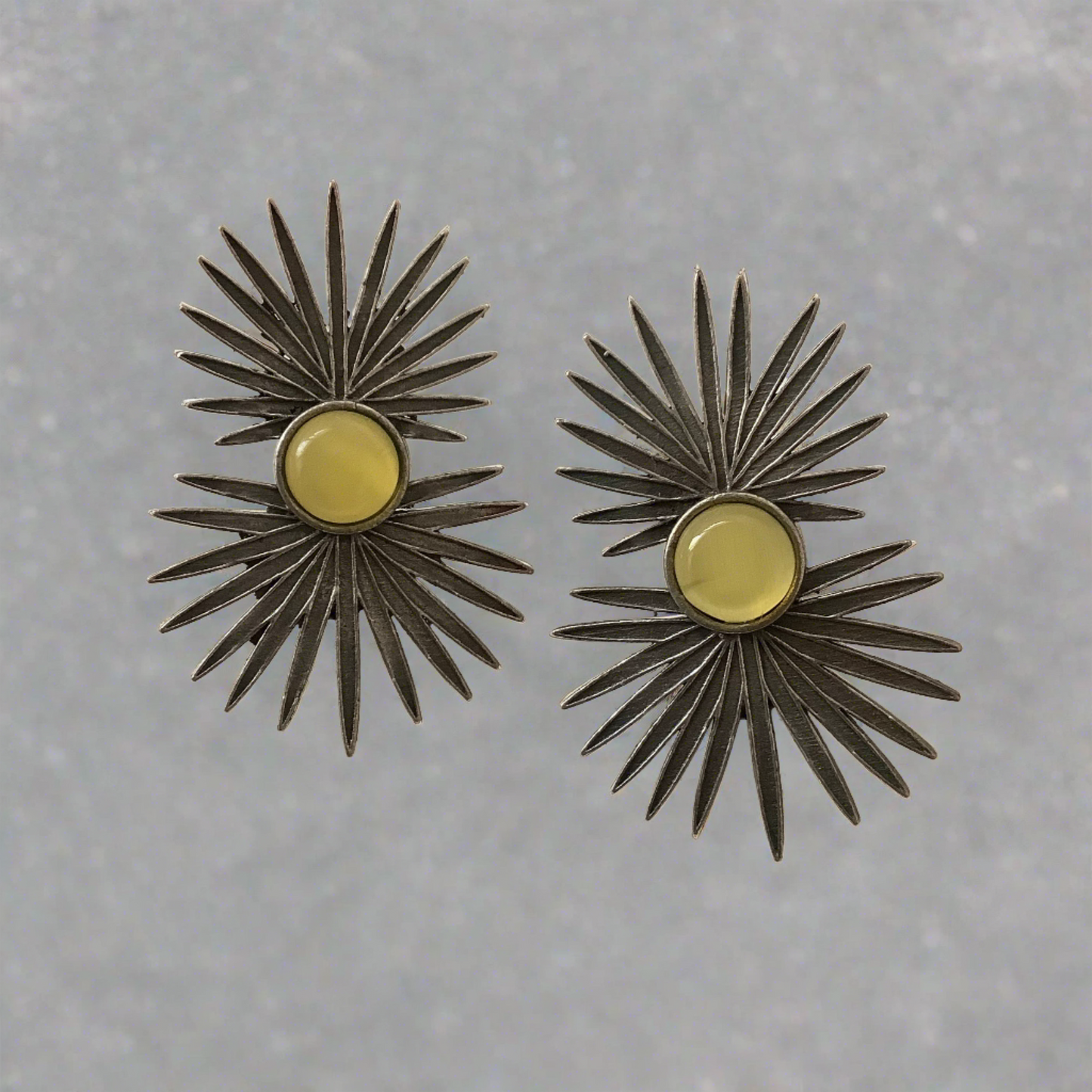 Salvanity German Silver Fireworks Earrings - Lemon Yellow