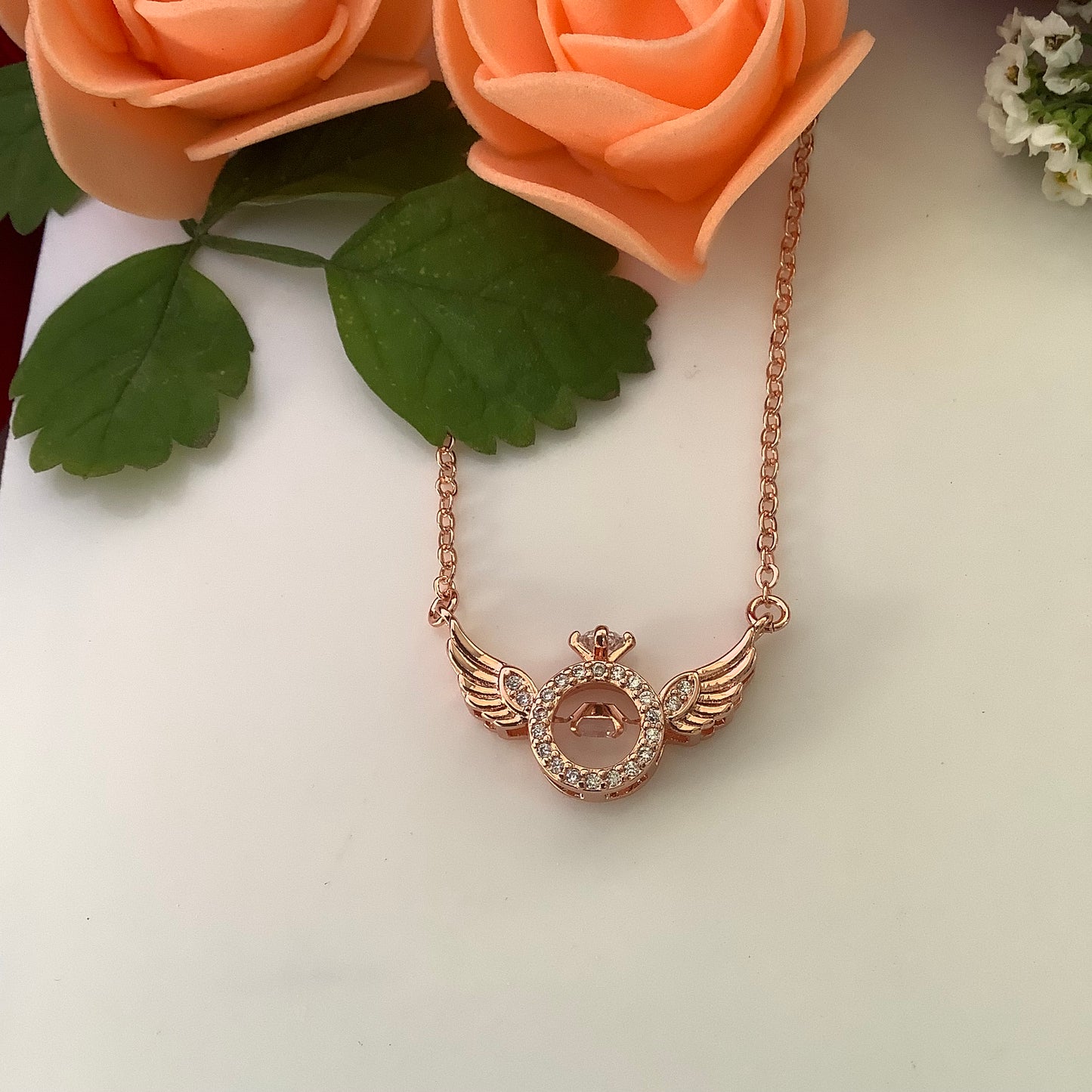 Salvanity K-POP Fashion Jewellery - Quiddich Swivelling Diamond Rose Gold Necklace