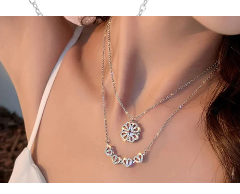 Salvanity K-POP Opening Flower Heart Necklace - Anti Tarnish Fashion Jewellery