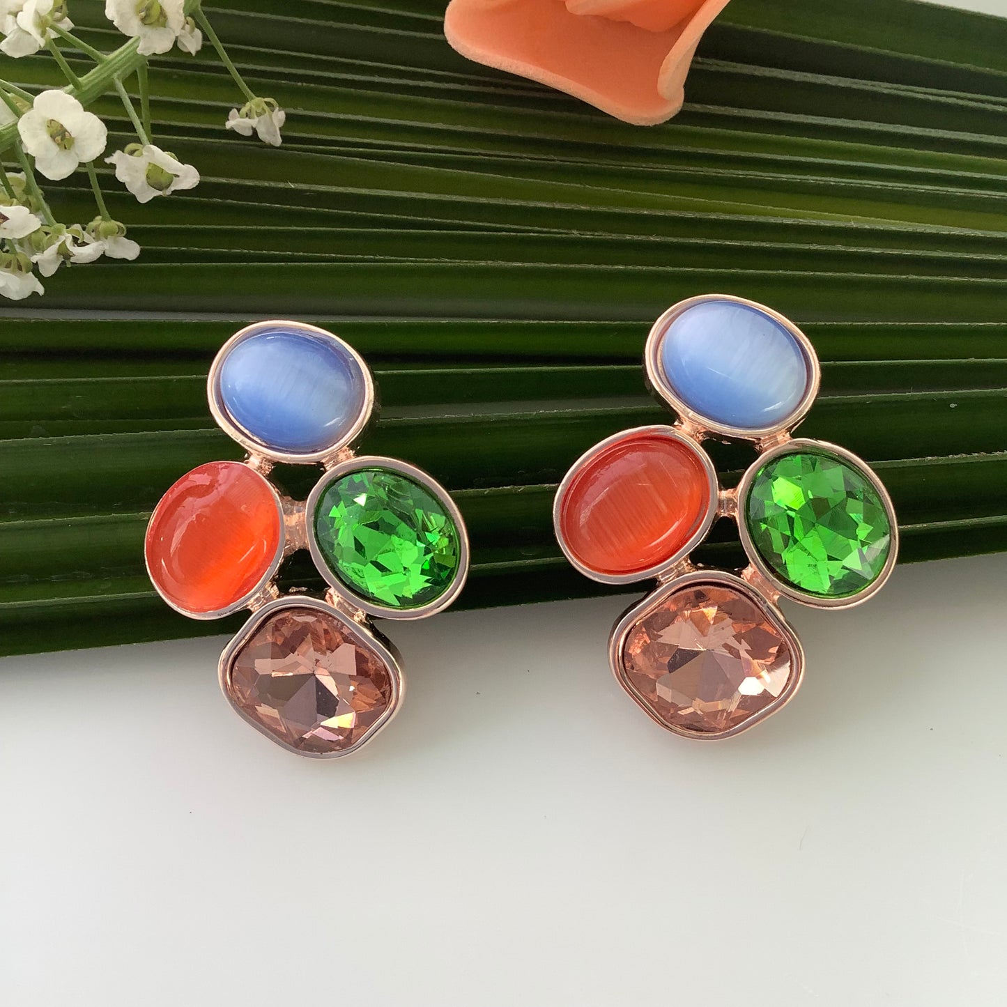 Salvanity - K-POP Fashion Jewellery Little Pebble Gems Earrings