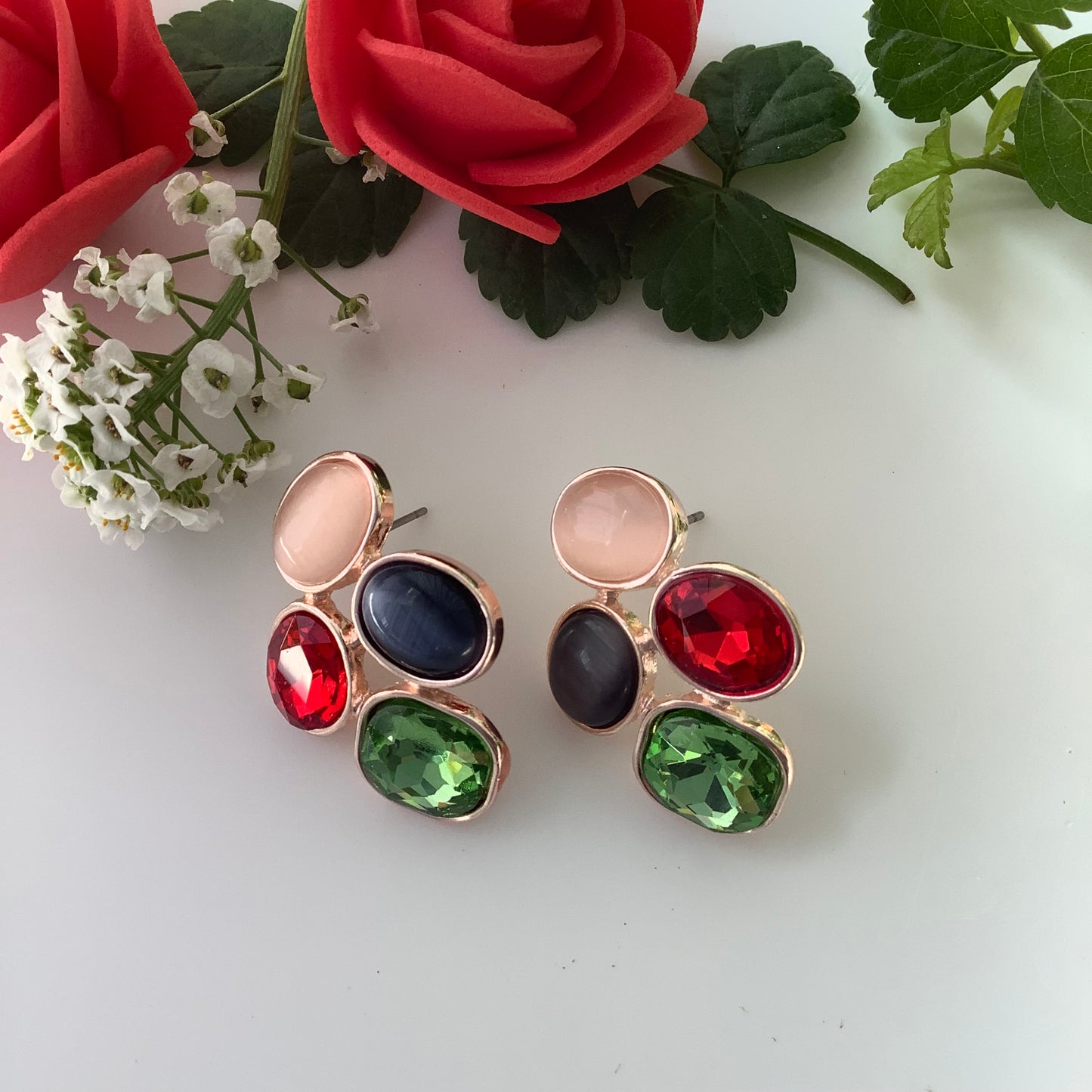 Salvanity - K-POP Fashion Jewellery Little Pebble Gems Earrings