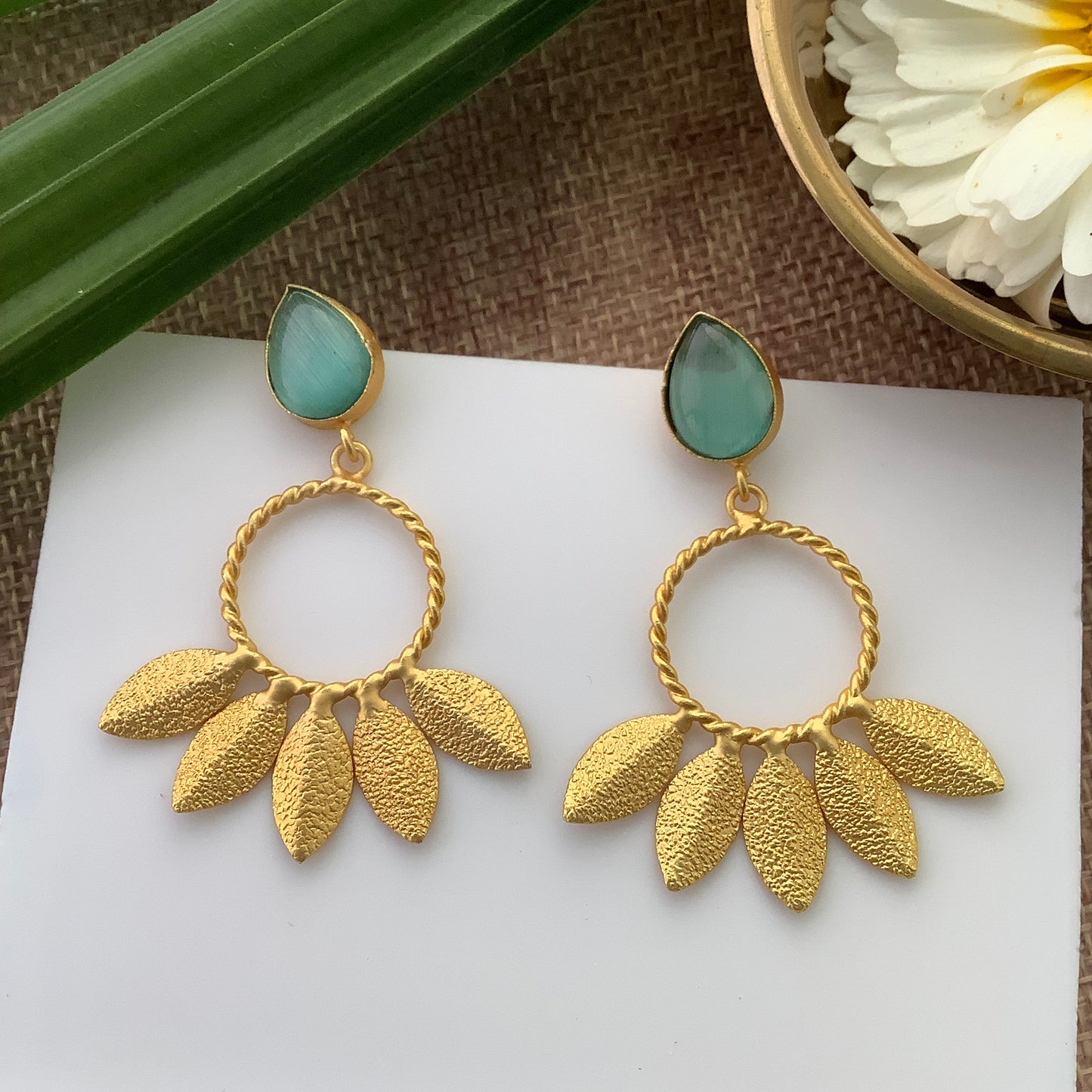 Salvanity Gold Brass Fashion Jewellery - Autumn Flower Earrings