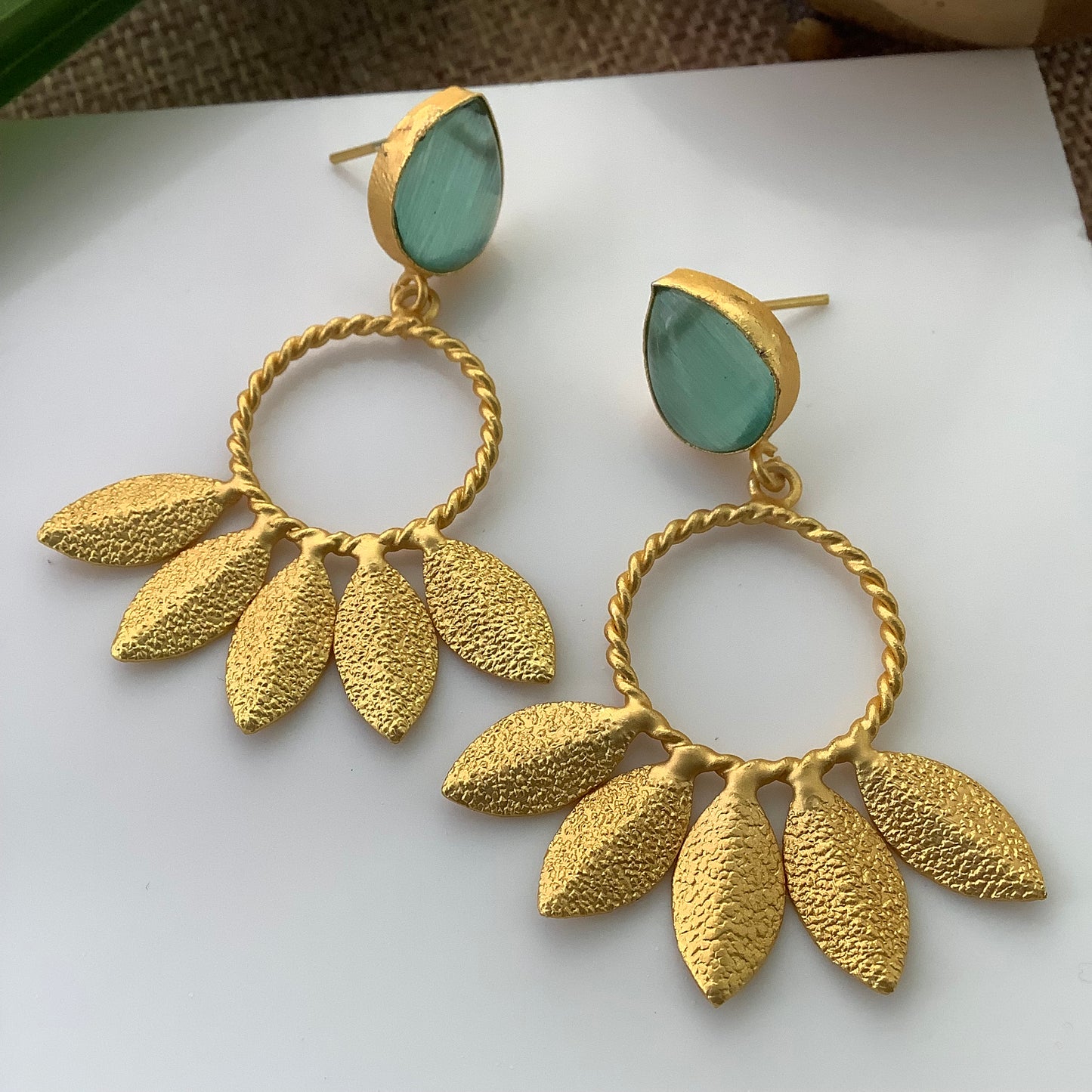 Salvanity Gold Brass Fashion Jewellery - Autumn Flower Earrings