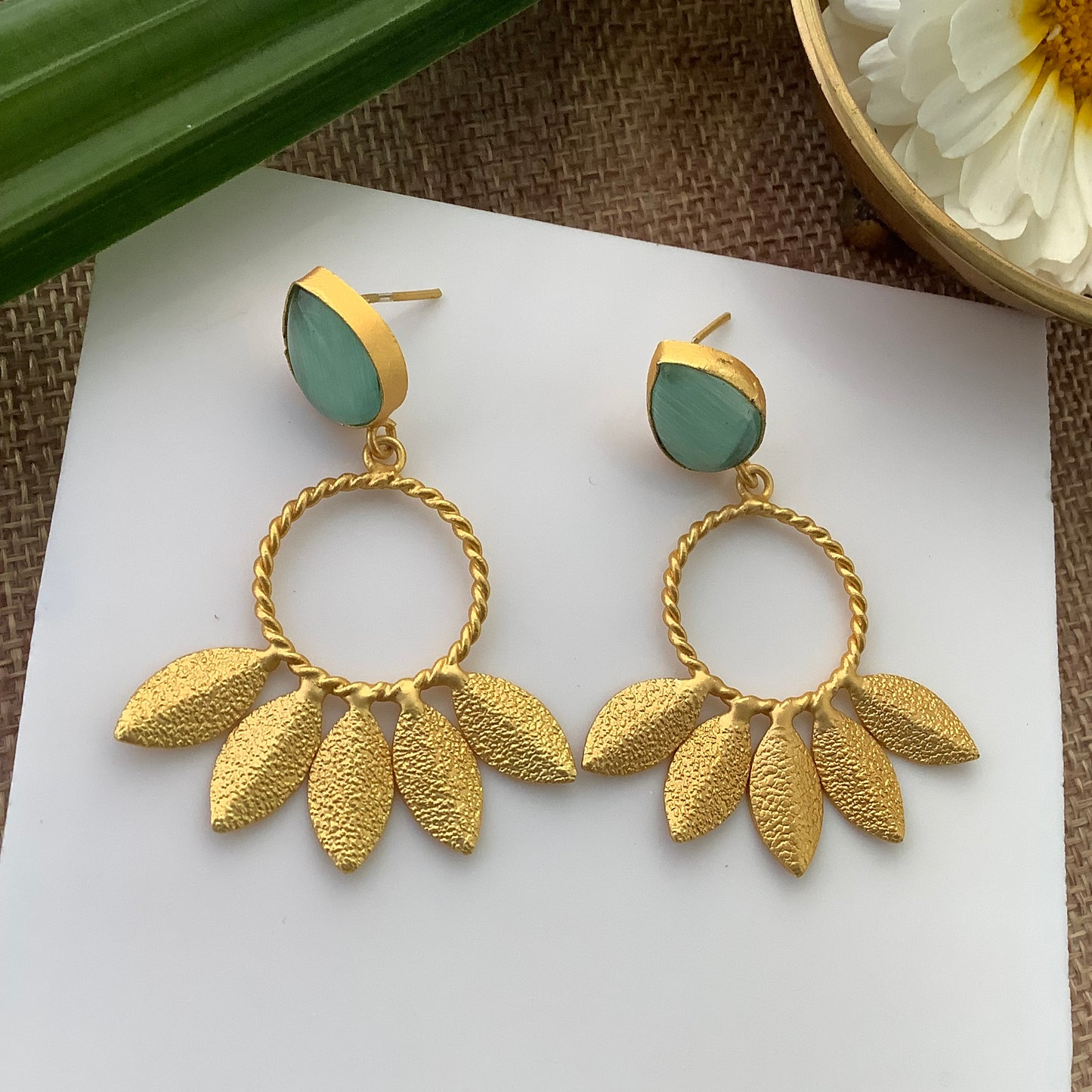 Salvanity Gold Brass Fashion Jewellery - Autumn Flower Earrings