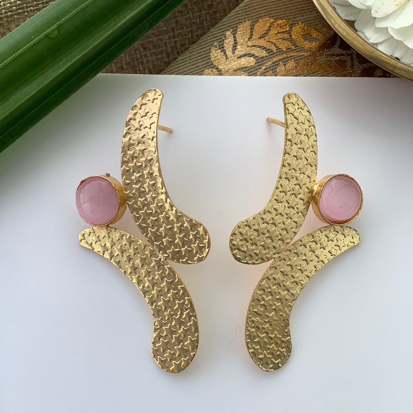 Salvanity Gold Brass - Joy earrings Fashion Jewellery - Monalisa Pink