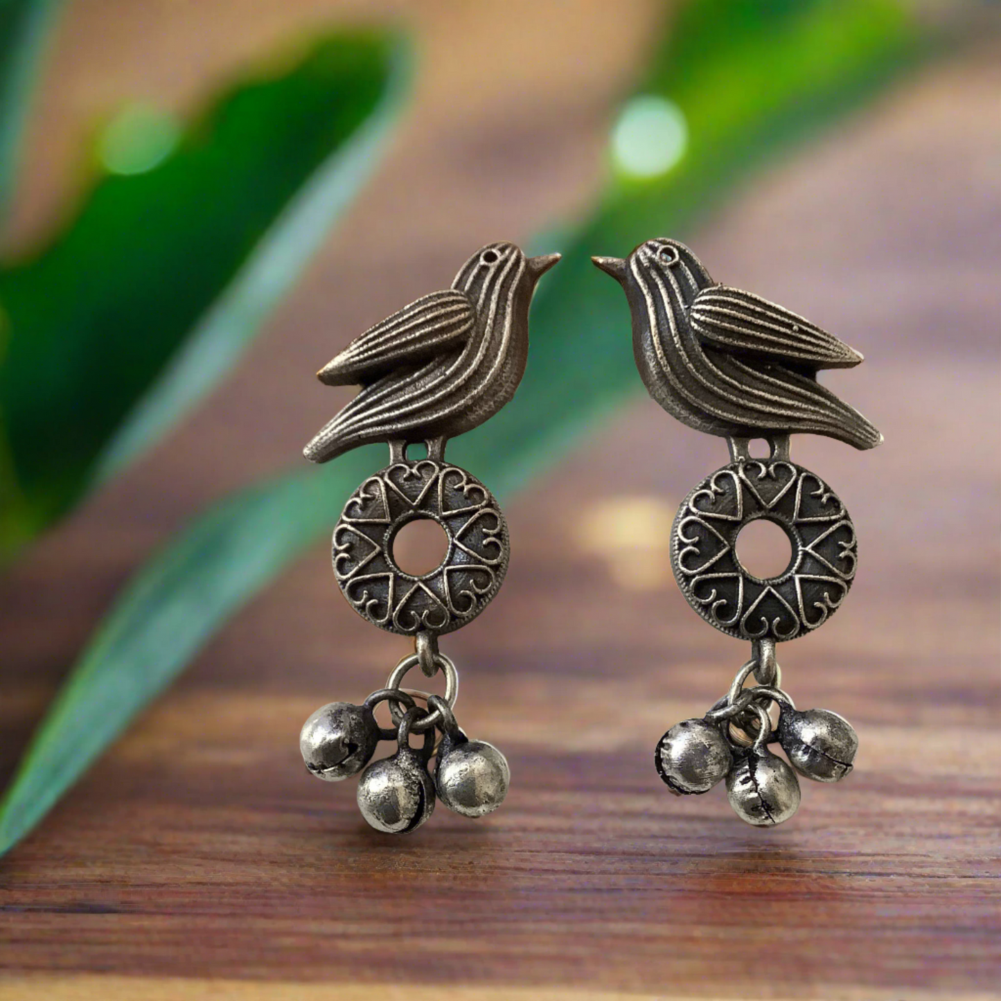 Salvanity German Silver Birdly Earrings