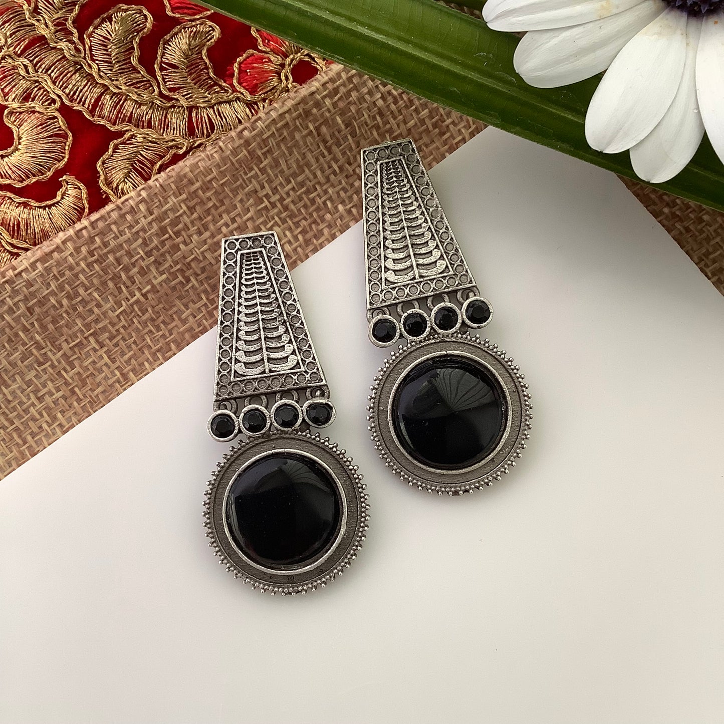 Salvanity German Silver Earrings - Nettipattam (Gaja Mastak Pattika)