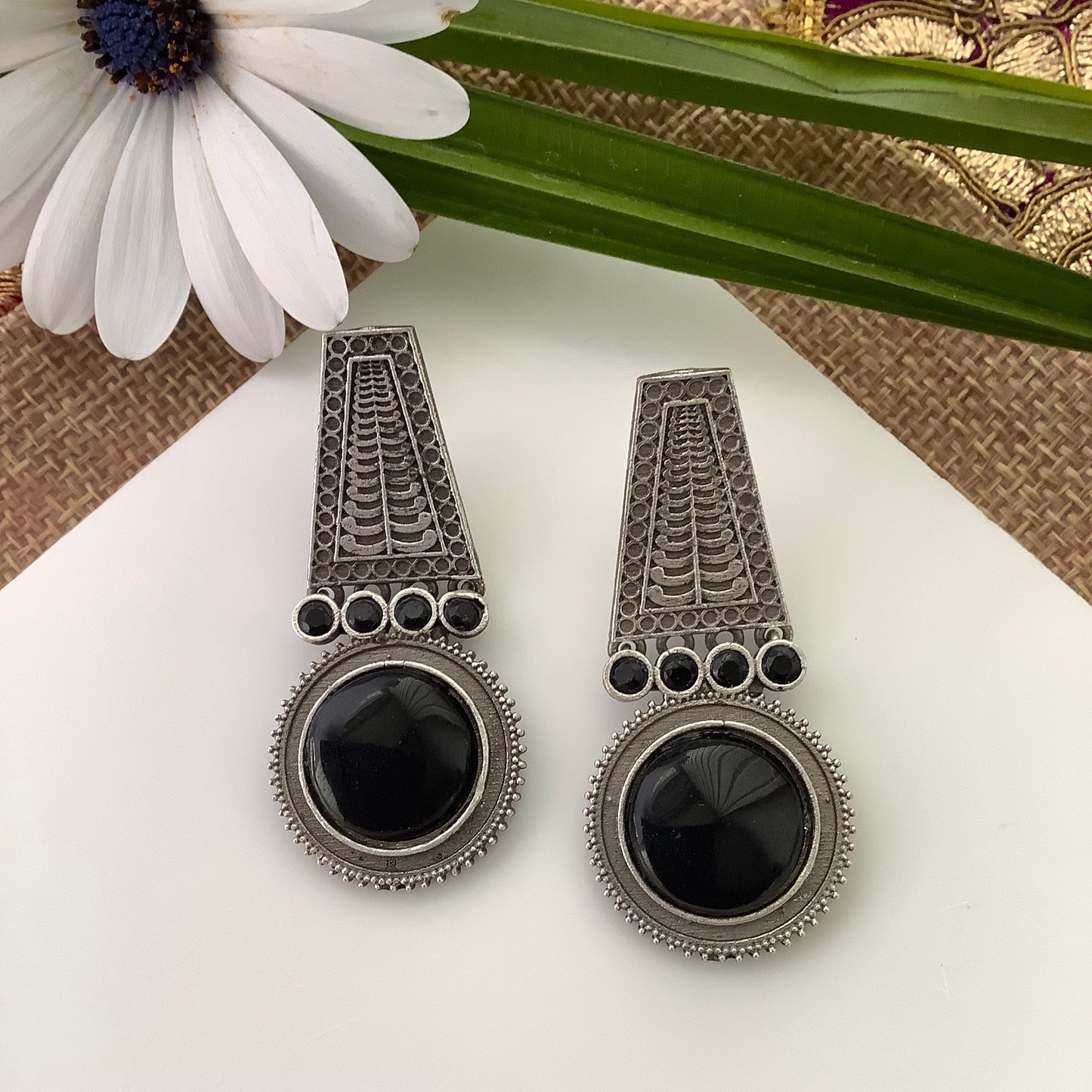 Salvanity German Silver Earrings - Nettipattam (Gaja Mastak Pattika)