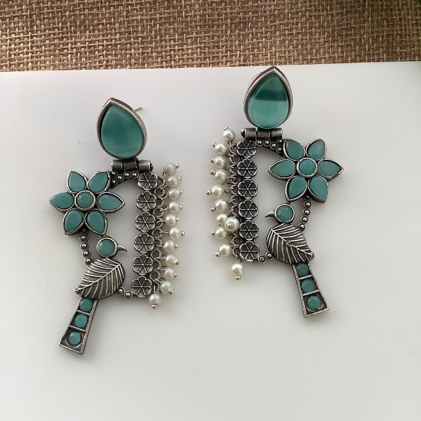 Salvanity Fashion Jewellery Khagah (खगः) German Silver Earrings