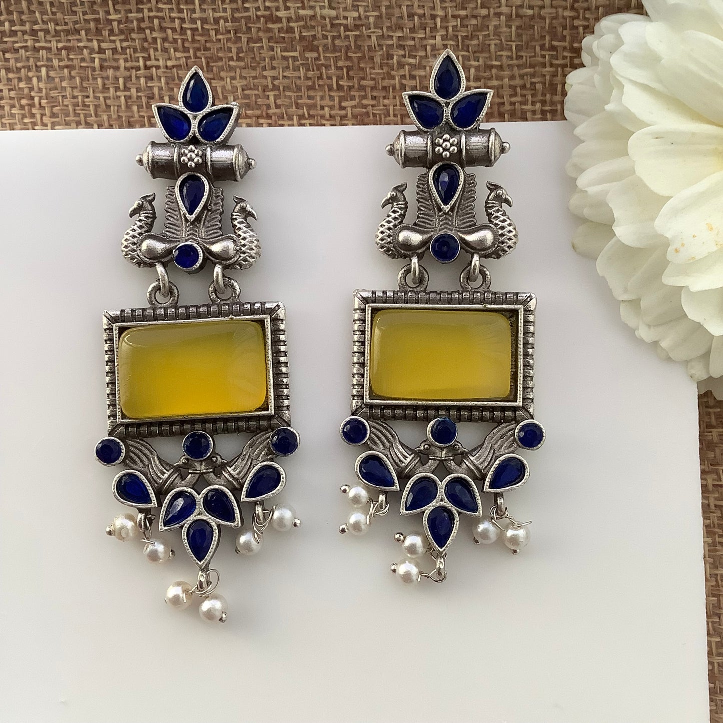 Salvanity German Silver Earrings - Gavaksh/Nimantran (The Window)