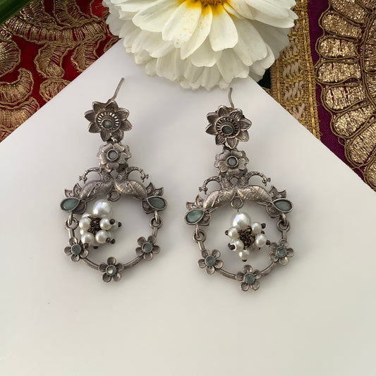 Salvanity German Silver Earrings - Pakshi Vihar (Bird's Nest)