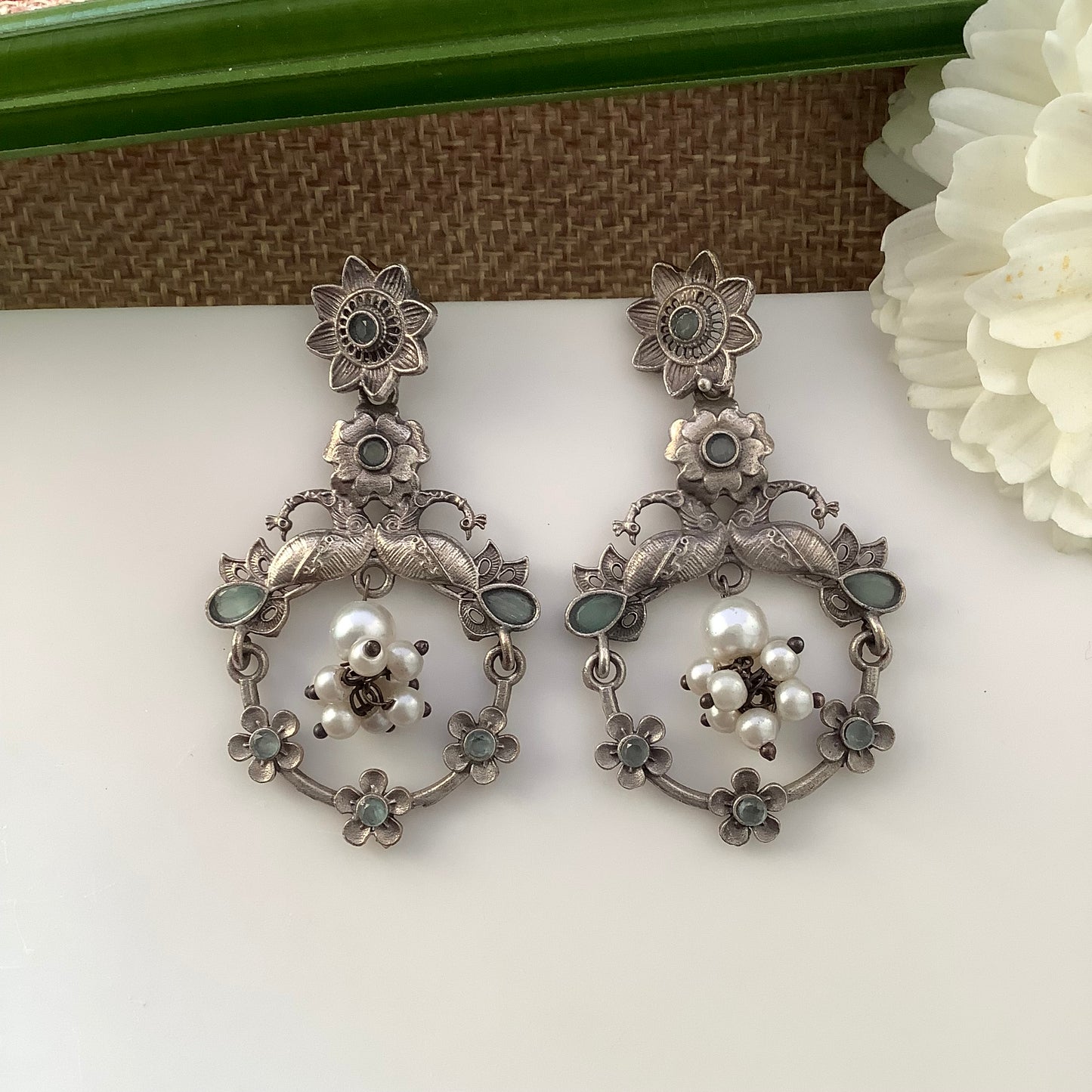 Salvanity German Silver Earrings - Pakshi Vihar (Bird's Nest)