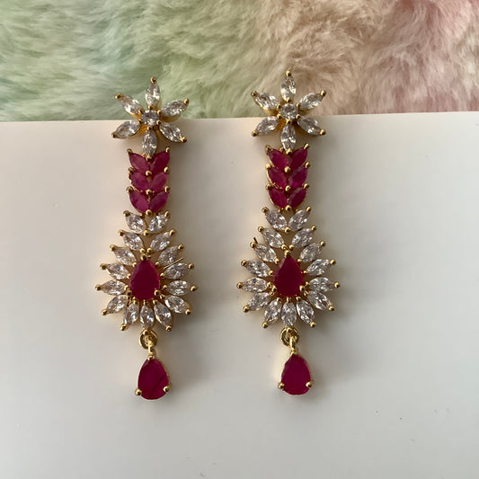 Salvanity American Diamond Golden Earrings - सुरुचि Elegance - Gold Plated