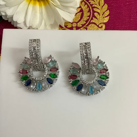 Salvanity American Diamond Earrings - SuryaMukham (Sun Face)