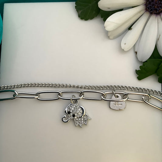 K-POP Fashion Jewellery - Beautiful Silver Charms Bracelet Gajanan