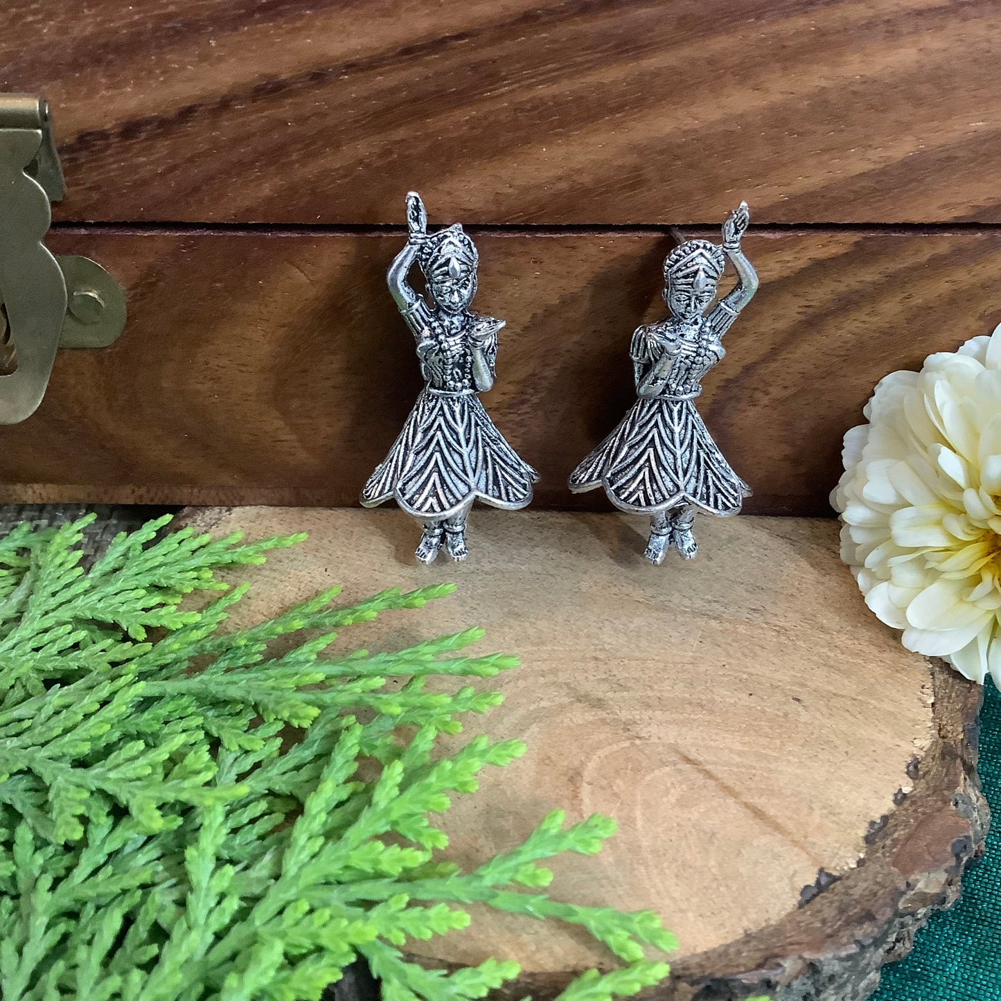 Salvanity German Silver Dancing Dolls Earrings