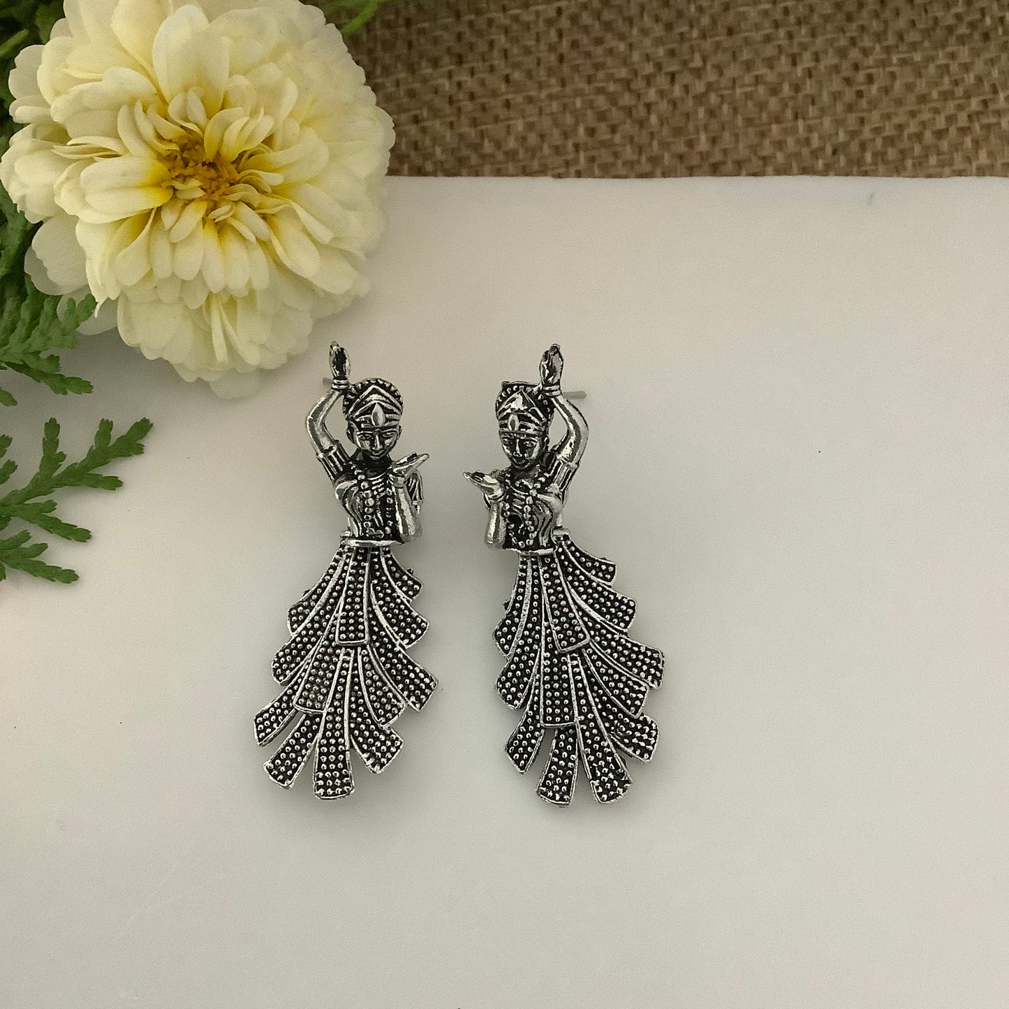 Salvanity German Silver Dancing Dolls Earrings