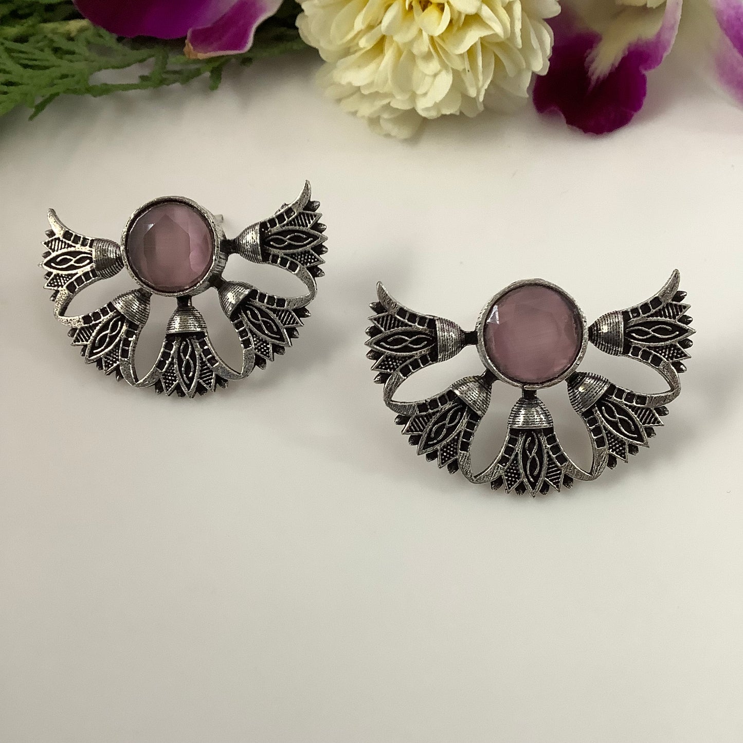 Salvanity German Silver Fairy Wings Earrings