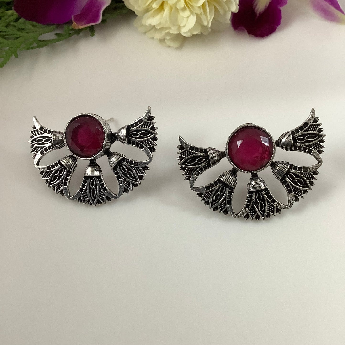 Salvanity German Silver Fairy Wings Earrings