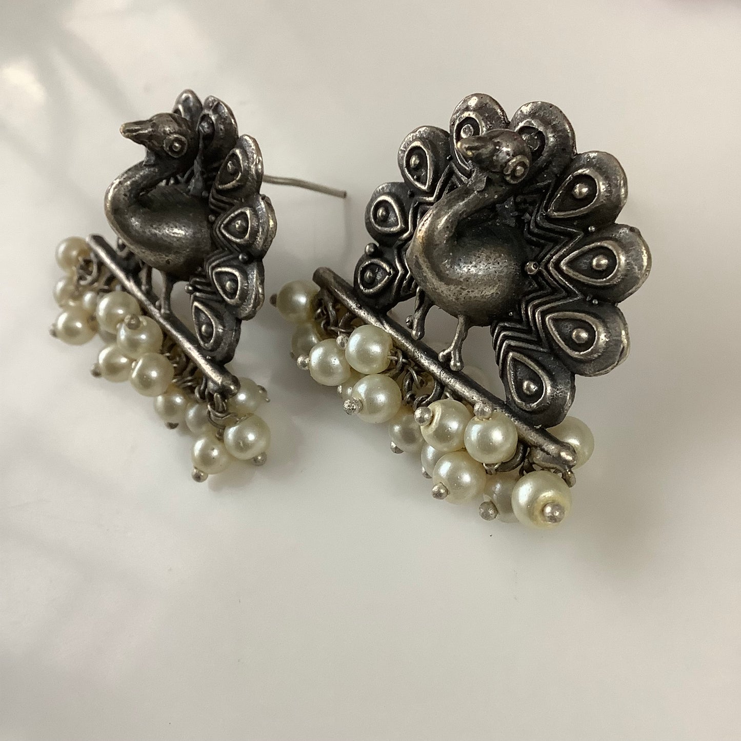 Salvanity German Silver Mayur (Peacock) Earrings