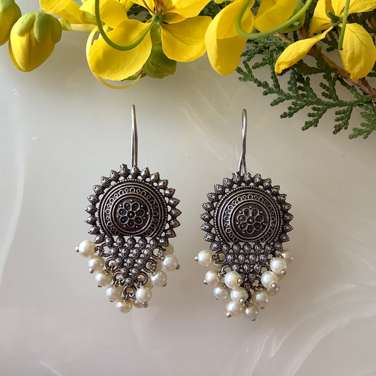 Salvanity Sunburst Pearl Drop Earrings