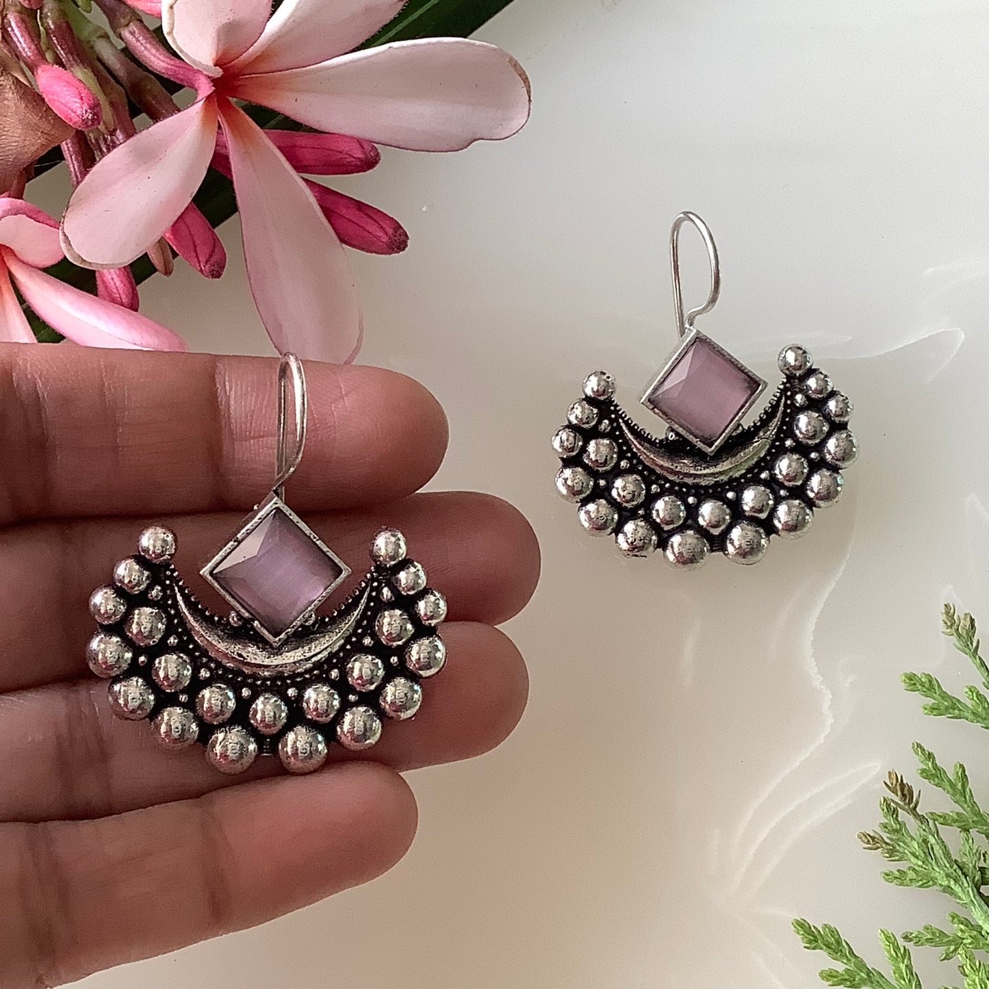 Salvanity German Silver Chandrika earrings