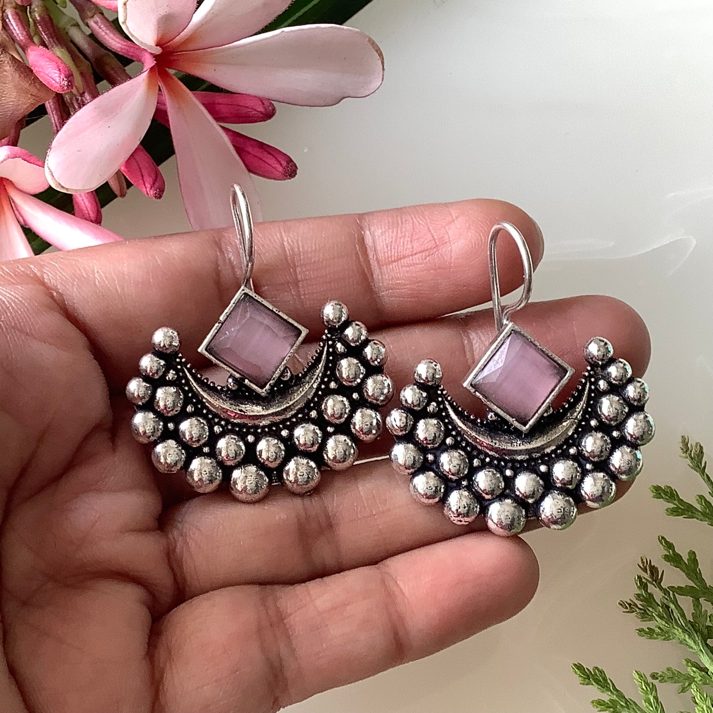 Salvanity German Silver Chandrika earrings