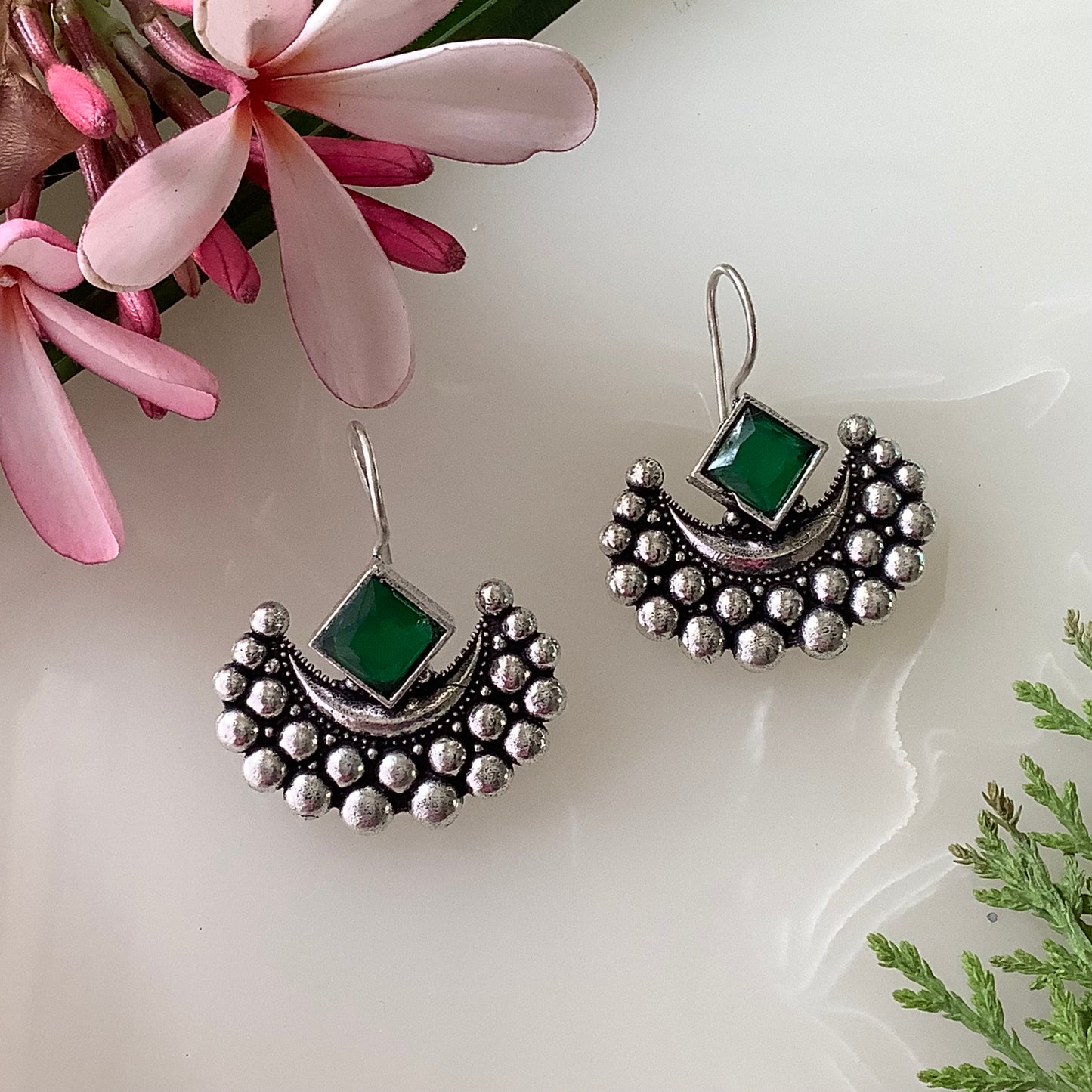 Salvanity German Silver Chandrika earrings