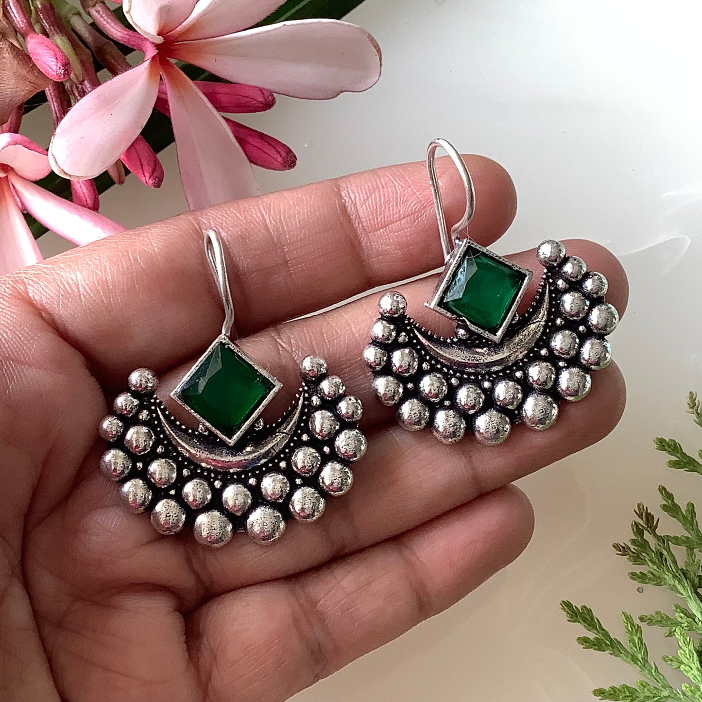 Salvanity German Silver Chandrika earrings