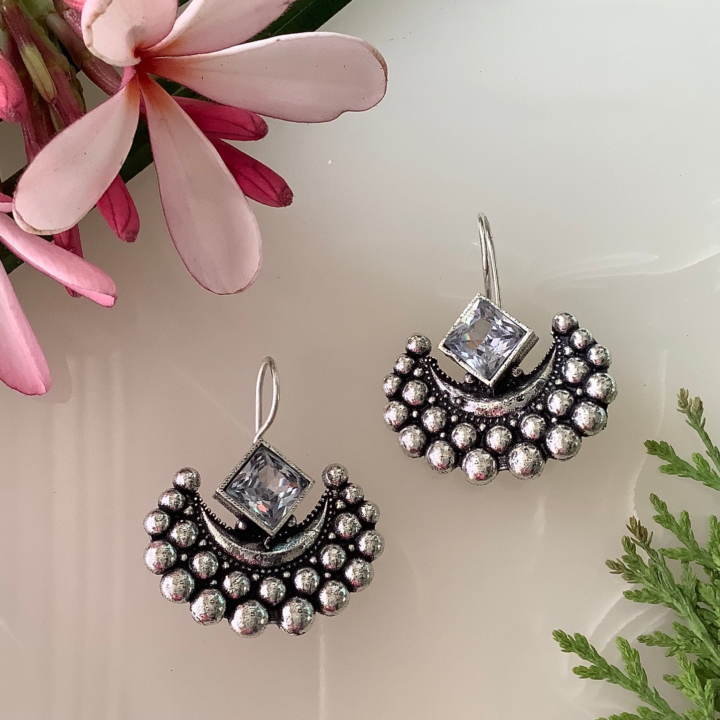 Salvanity German Silver Chandrika earrings