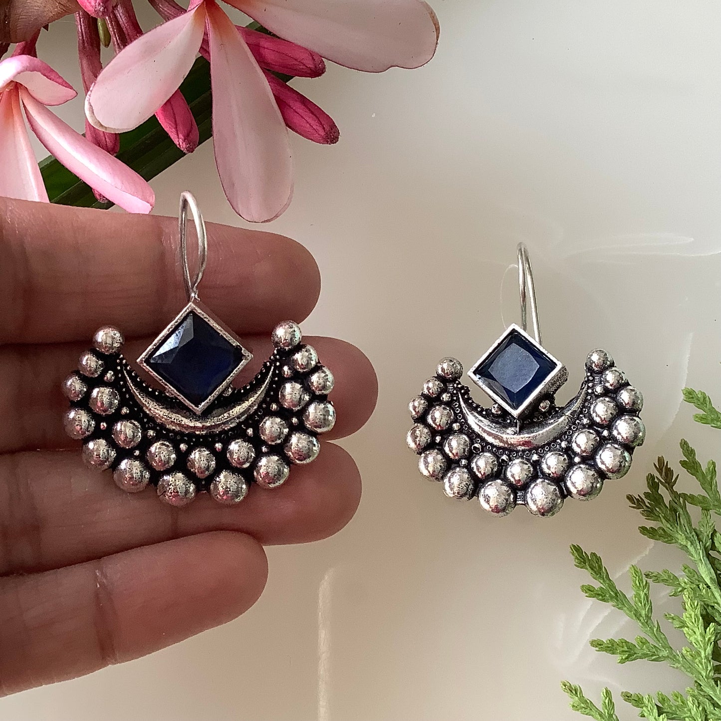 Salvanity German Silver Chandrika earrings