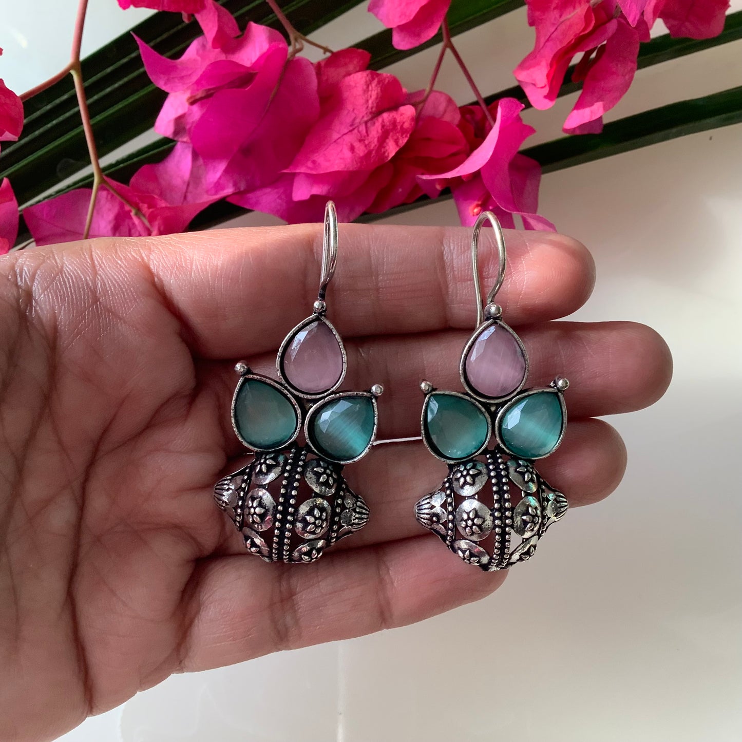 Salvanity German Silver Blossom Breeze Earrings